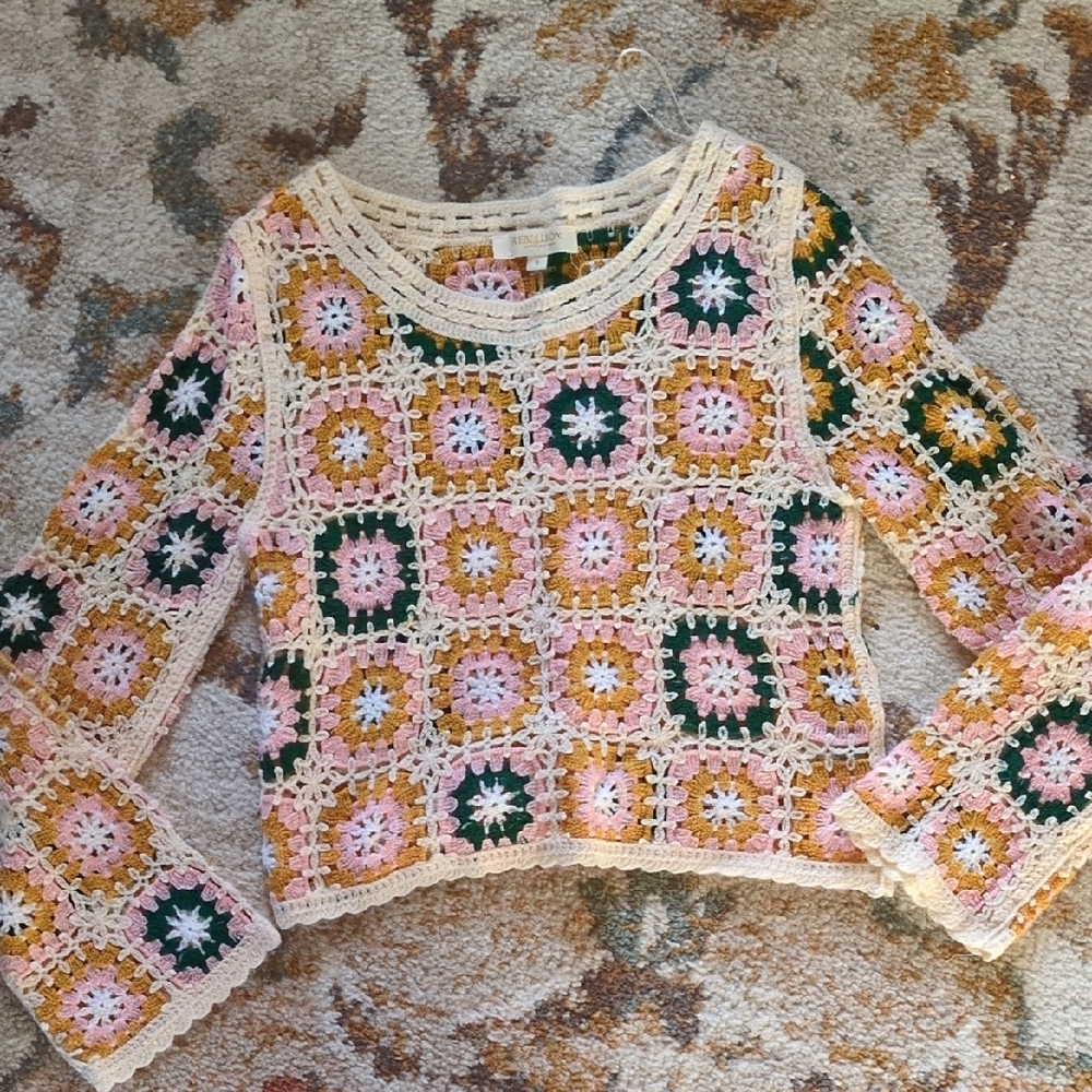 Rebellion Multicolor Crochet Knit Top
